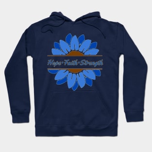 Dark Blue Sunflower Hope Faith Strength Hoodie